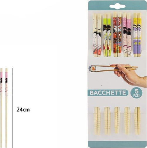 Set 5 Coppie 10 Bacchette Legno Cinesi Giapponesi Posate Cucina 24cm Decorate 74190 Casa, arredamento e bricolage > Cucina > Monouso Trade Shop italia - Napoli, Commerciovirtuoso.it