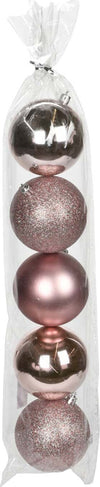 Set 5 Palline miste per albero di natale in plastica Rosa Tinta Unita Ø 8 cm Casa e cucina/Decorazioni per interni/Addobbi e decorazioni per ricorrenze/Decorazioni natalizie/Addobbi e decorazioni/Palle e palline MagiediNatale.it - Altamura, Commerciovirtuoso.it
