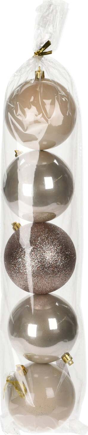 Set 5 Palline miste per albero di natale in vetro Beige Tinta Unita Ø 8 cm Casa e cucina/Decorazioni per interni/Addobbi e decorazioni per ricorrenze/Decorazioni natalizie/Addobbi e decorazioni/Palle e palline MagiediNatale.it - Altamura, Commerciovirtuoso.it