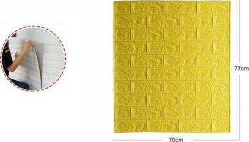Set-5-Pannelli-Muro-3d-Adesivo-Parete-Piastrelle-Mattonelle-Giallo-Pannello-62680