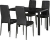 Set-5-Pezzi-con-1-Tavolo-e-4-Sedie-per-Cucina-o-Sala-da-Pranzo-in-Finta-Pelle,-Metallo-e-Vetro-Temperato,-Nero-TR2835-255BKTR2