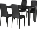 Set-5-Pezzi-con-1-Tavolo-e-4-Sedie-per-Cucina-o-Sala-da-Pranzo-in-Finta-Pelle,-Metallo-e-Vetro-Temperato,-Nero-TR2835-255BKTR2