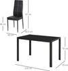 Set-5-Pezzi-con-1-Tavolo-e-4-Sedie-per-Cucina-o-Sala-da-Pranzo-in-Finta-Pelle,-Metallo-e-Vetro-Temperato,-Nero-TR2835-255BKTR2