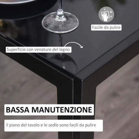 Set-5-Pezzi-con-1-Tavolo-e-4-Sedie-per-Cucina-o-Sala-da-Pranzo-in-Finta-Pelle,-Metallo-e-Vetro-Temperato,-Nero-TR2835-255BKTR2
