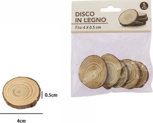Set 5 Pezzi Dischi Disco Di Legno Decorativo Per Ornamento 4x0.5cm Rotondo 72106 Casa, arredamento e bricolage > Decorazione della casa Trade Shop italia - Napoli, Commerciovirtuoso.it