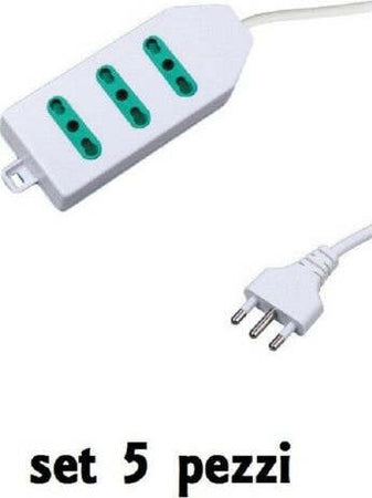 Set-5-Pezzi-Multipresa-Elettrica-Bipasso-Multi-Prese-3-Posizioni-Posti-25000w