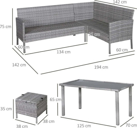 Set-5-Pezzi-Salotto-da-Esterno-con-2-Divani-1-Tavolino-2-Sgabelli,-Mobili-da-Giardino-in-Rattan-Grigio-860-093CW