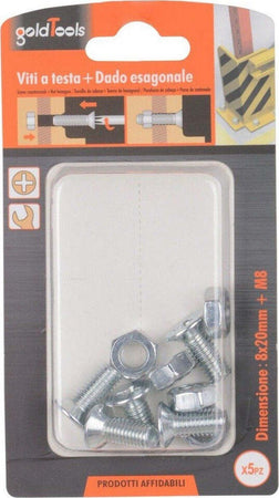 Set 5 Pezzi Viti Vite A Testa A Croce Piatta 8x20 Mm Con Dado Esagonale M8 90947 Fai da te/Ferramenta/Chiodi viti ed elementi di fissaggio/Viti/Viti a spalla Trade Shop italia - Napoli, Commerciovirtuoso.it