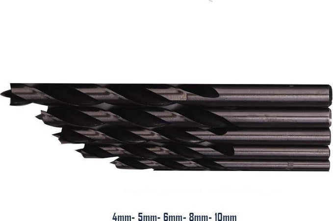 SET 5 PUNTE PUNTA TRAPANO A SPIRALE NERO 4-5-6-8-10 MM TORCERE FORO TRIVELLA Fai da te/Utensili elettrici e a mano/Accessori per utensili elettrici/Set punte per trapani Trade Shop italia - Napoli, Commerciovirtuoso.it