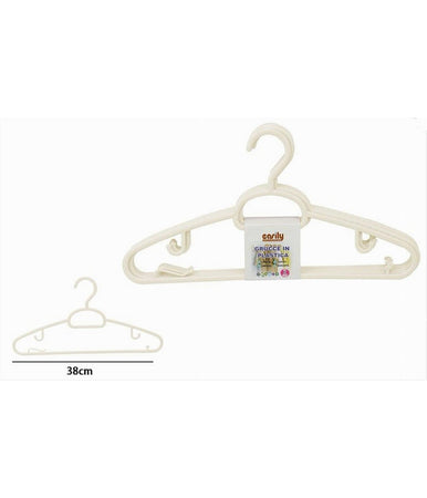 Set 5 Pz Grucce In Plastica Stampelle Appendiabito Pantaloni Giacche Beige 79326