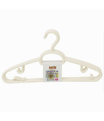 Set 5 Pz Grucce In Plastica Stampelle Appendiabito Pantaloni Giacche Beige 79326