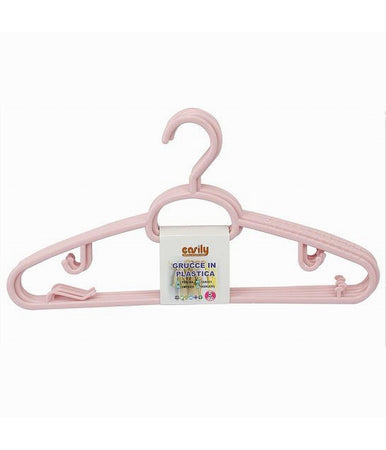 Set 5 Pz Grucce In Plastica Stampelle Appendiabito Pantaloni Giacche Rosa 79328