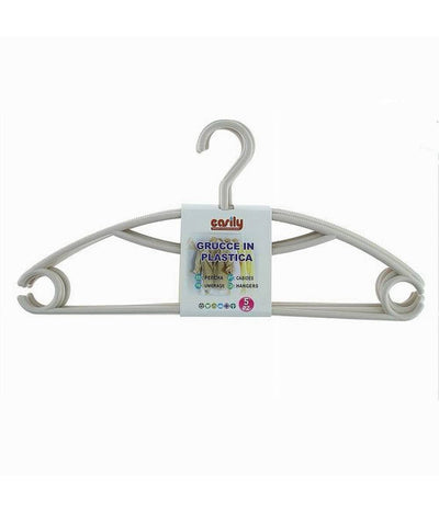 Set 5 Pz Grucce Stampelle Appendiabiti In Plastica Beige Vestiti Pantaloni 87685