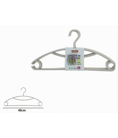 Set 5 Pz Grucce Stampelle Appendiabiti In Plastica Beige Vestiti Pantaloni 87685