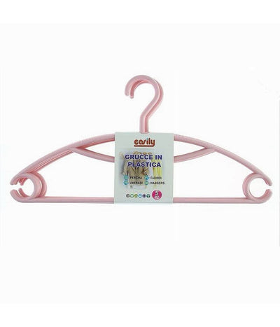 Set 5 Pz Grucce Stampelle Appendiabiti In Plastica Rosa Vestiti Pantaloni 87687