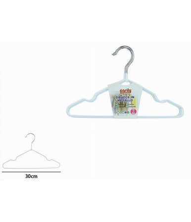 Set 5 Pz Grucce Stampelle Appendiabiti Metallo Gommate Antiscivolo Bianco 87671