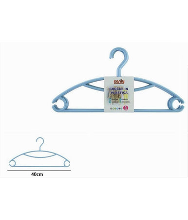 Set 5 Pz Grucce Stampelle Appendiabiti Plastica Celeste Vestiti Pantaloni 87686