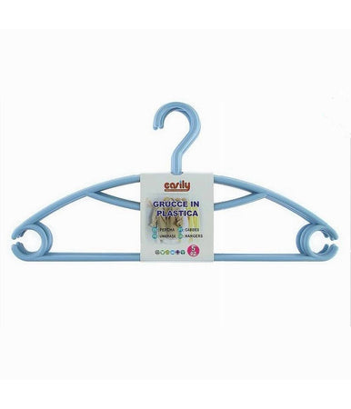 Set 5 Pz Grucce Stampelle Appendiabiti Plastica Celeste Vestiti Pantaloni 87686