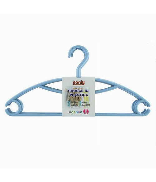 Set 5 Pz Grucce Stampelle Appendiabiti Plastica Celeste Vestiti Pantaloni 87686