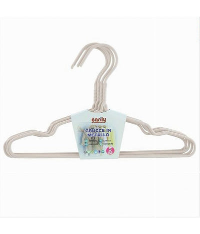 Set 5 Pz Grucce Stampelle Appendiabito In Metallo Bianco Vestiti Pantaloni 87693