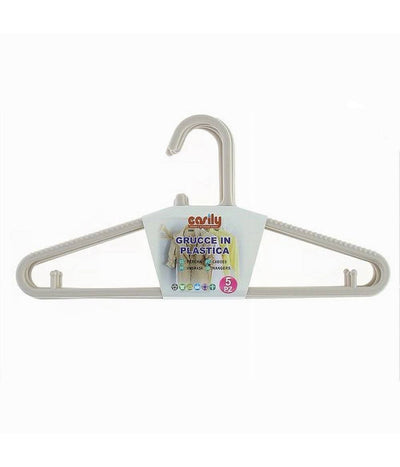 Set 5 Pz Grucce Stampelle Appendiabito In Plastica Beige Pantaloni Giacche 87690