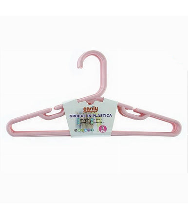 Set 5 Pz Grucce Stampelle Appendiabito In Plastica Rosa Vestiti Pantaloni 87682