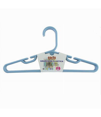 Set 5 Pz Grucce Stampelle Appendiabito Plastica Celeste Vestiti Pantaloni 87681