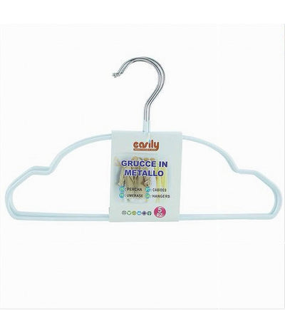 Set 5 Pz Grucce Stampelle Metallo Gommate Antiscivolo Bianco Appendi Abiti 87674