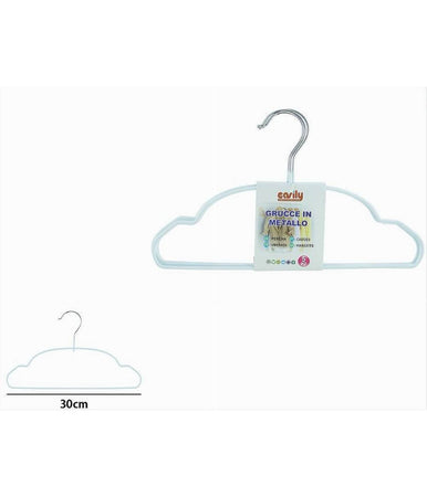 Set 5 Pz Grucce Stampelle Metallo Gommate Antiscivolo Bianco Appendi Abiti 87674