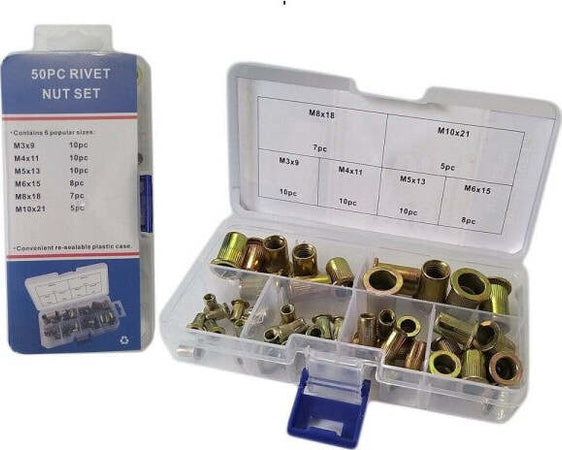 Set-50-Pz-Rivetti-Borchie-Filettati-Per-Rivettatrice-In-Rame-M3-M4-M5-M6-M8-M10