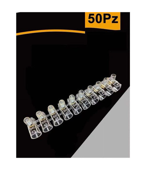 Set 50pz Morsetto A Cappuccio Unipolare Trasparente Per Cavi Sezione 10mm Ms-100