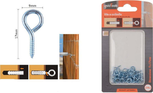 Set 54pz Viti Vite A Occhiello Gancio Chiuso 9x17 Mm Filettatura Per Legno 90724 Fai da te/Ferramenta/Chiodi viti ed elementi di fissaggio/Kit di bulloni e dadi Trade Shop italia - Napoli, Commerciovirtuoso.it
