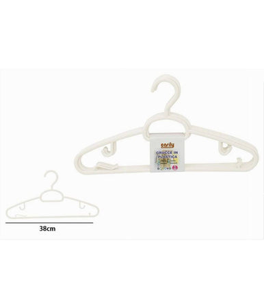 Set 5pz Grucce In Plastica Stampelle Appendiabito Pantaloni Giacche Bianco 79324