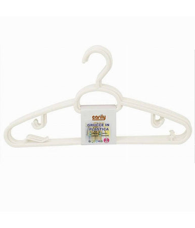 Set 5pz Grucce In Plastica Stampelle Appendiabito Pantaloni Giacche Bianco 79324