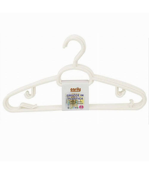 Set 5pz Grucce In Plastica Stampelle Appendiabito Pantaloni Giacche Bianco 79324