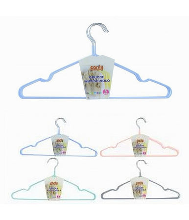 Set 5pz Grucce Stampelle Appendiabiti Antiscivolo Vestiti 40cm Vari Colori 10457