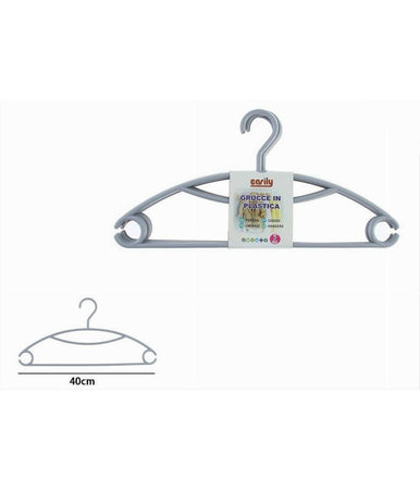 Set 5pz Grucce Stampelle Appendiabiti In Plastica Grigia Vestiti Pantaloni 87684