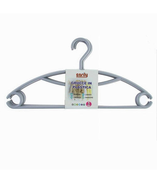 Set 5pz Grucce Stampelle Appendiabiti In Plastica Grigia Vestiti Pantaloni 87684