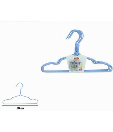 Set 5pz Grucce Stampelle Appendiabito In Metallo Celeste Vestiti Pantaloni 87694