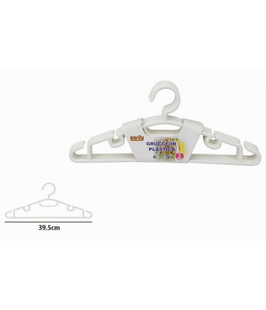 Set 5pz Grucce Stampelle Appendiabito In Plastica Vestiti Pantaloni Bianco 79319