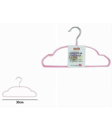 Set 5pz Grucce Stampelle In Metallo Gommate Antiscivolo Rosa Appendi Abiti 87676
