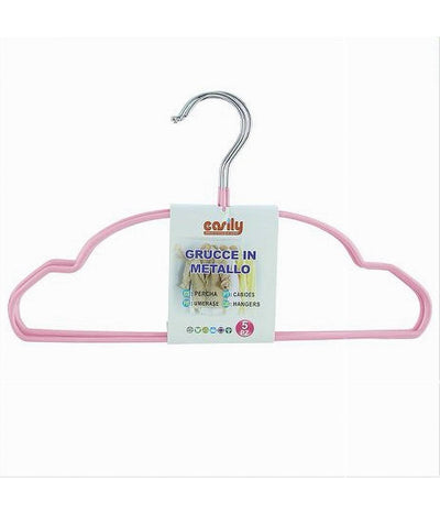 Set 5pz Grucce Stampelle In Metallo Gommate Antiscivolo Rosa Appendi Abiti 87676