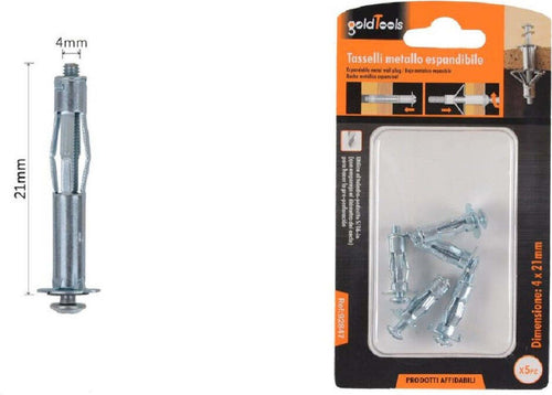 Set 5pz Tasselli Metallici Espandibili Viti A Espansione Stile I 4 X 21 Mm 92847 Fai da te/Ferramenta/Chiodi viti ed elementi di fissaggio/Tasselli/Tasselli a espansione Trade Shop italia - Napoli, Commerciovirtuoso.it