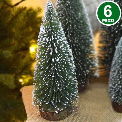 Set-6-Alberelli-Innevati-Mini-Albero-Di-Natale-23cm-Decorazioni-Addobbi-Natalizi