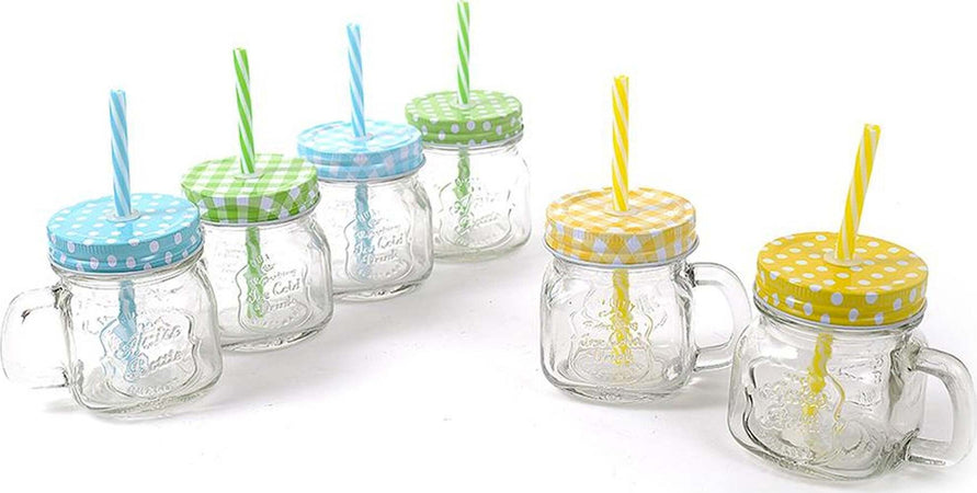 Set 6 Bicchieri Barattolo Vetro Con Manico Tappo E Cannuccia In Plastica 400ml Casa e cucina/Stoviglie/Bicchieri e cristalli/Tumbler Trade Shop italia - Napoli, Commerciovirtuoso.it