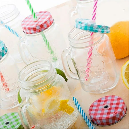 Set 6 Bicchieri Barattolo Vetro Con Manico Tappo E Cannuccia In Plastica 400ml Casa e cucina/Stoviglie/Bicchieri e cristalli/Tumbler Trade Shop italia - Napoli, Commerciovirtuoso.it