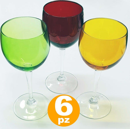 SET 6 BICCHIERI BICCHIERE CALICI ALTI SWEET COLORATI IN VETRO ACQUA VINO BEVANDE Casa e cucina/Stoviglie/Bicchieri e cristalli/Tumbler Trade Shop italia - Napoli, Commerciovirtuoso.it