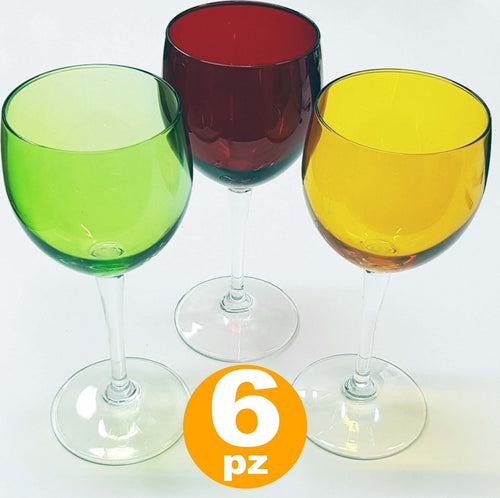 SET 6 BICCHIERI BICCHIERE CALICI ALTI SWEET COLORATI IN VETRO ACQUA VINO BEVANDE Casa e cucina/Stoviglie/Bicchieri e cristalli/Tumbler Trade Shop italia - Napoli, Commerciovirtuoso.it