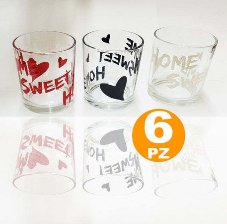 Set-6-Bicchieri-Con-Scritta-Sweet-Home-In-Vetro-Da-Tavola-Miakasa-Made-Italy