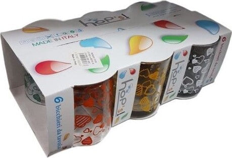 SET 6 BICCHIERI DA TAVOLA IN VETRO DECORATI COLORATI CUORI 250ML BIBITE ACQUA Casa e cucina/Stoviglie/Bicchieri e cristalli/Tumbler Trade Shop italia - Napoli, Commerciovirtuoso.it
